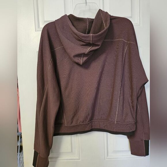 Athleta Recover Hoodie Women's Small Smoked Almond Brown Drawstring Gym EUC - Picture 5 of 8